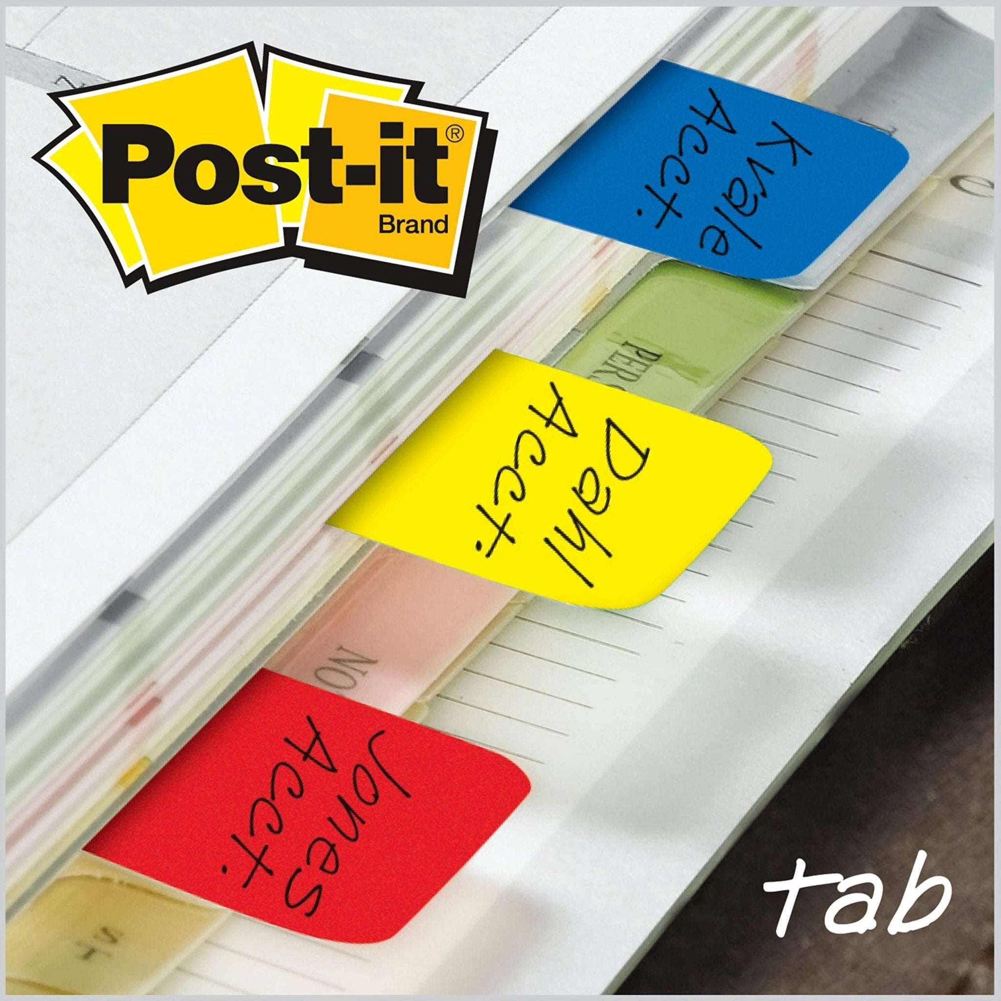3M Post - it Tabs, 1 inch Solid, Red, Yellow, Blue, 12 Tabs/Color, 36 Tabs/On - the - Go DispenserPost - it021200984020Post - it TabsPost - it Tabs