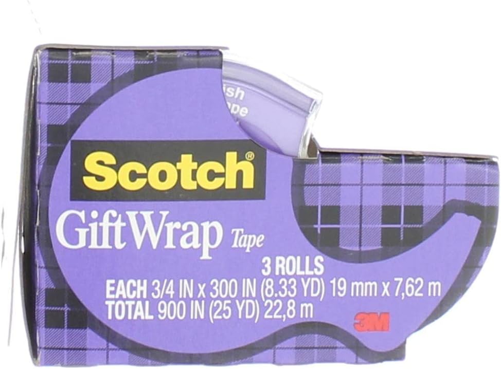 3M Scotch Gift Wrap Tape, 0.75 x 300 Inches 6 CountScotch051131707092Transparent TapeTransparent Tape