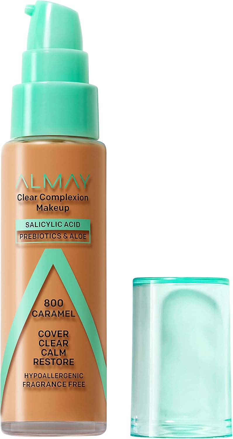 Almay Clear Complexion Acne Foundation Makeup with Salicylic Acid - Lightweight, Medium Coverage, Hypoallergenic, Fragrance - Free, for Sensitive Skin, 1 fl oz.Almay309970171636Acne FoundationAcne Foundation