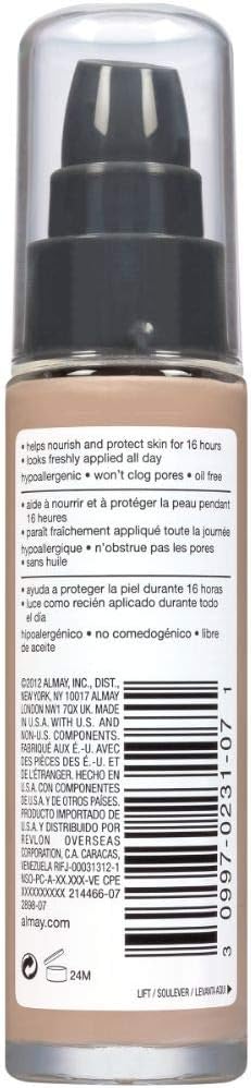 Almay Truly Lasting Color Liquid Makeup, Long Wearing Natural Finish Foundation with Vitamin E and Lemon Extract, 1 ozAlmay309970231057FoundationFoundation