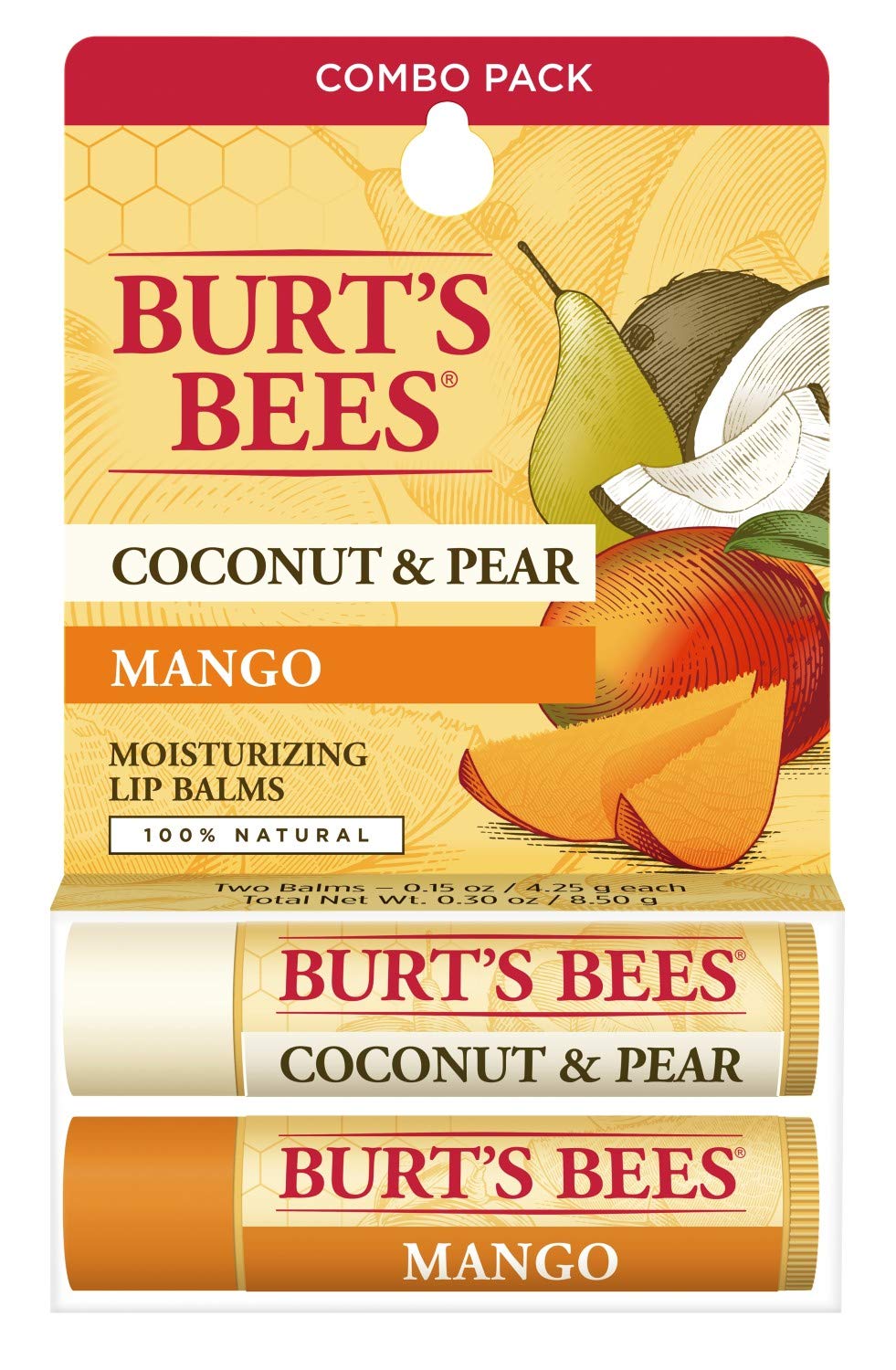 Burt's Bees Lip Balm, Moisturizing Lip Care SPF 15 for All Day Hydration, 100% Natural with Sunscreen - Coconut and Pear and MangoBurt's Bees792850025776Lip BalmLip Balm
