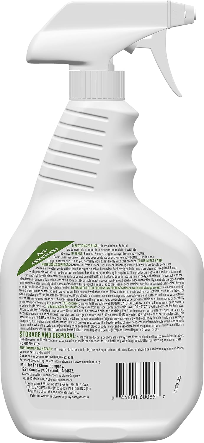 Clorox Clinical Soft Surface + Bio - Stain Cleaner Disinfectant - 32 fl OzClorox044600600857Disinfectant SprayDisinfectant Spray