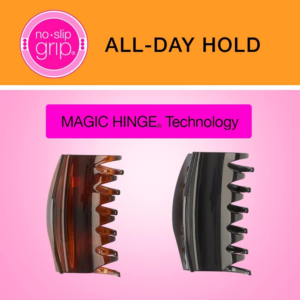 Conair Scunci No - Slip Grip All Day Hold, Magic Hinge, Claw Hair Clip - Brown and Black - Pack of 2Conair043194367696Hair ClipHair Clip