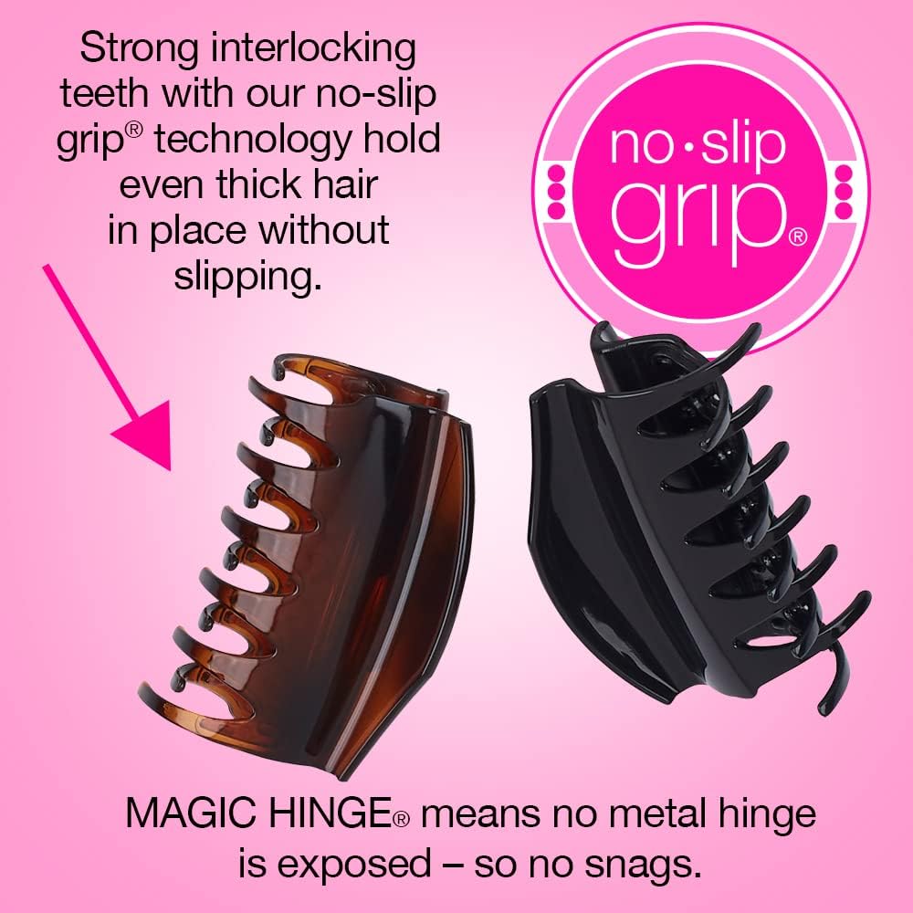 Conair Scunci No - Slip Grip All Day Hold, Magic Hinge, Claw Hair Clip - Brown and Black - Pack of 2Conair043194367696Hair ClipHair Clip