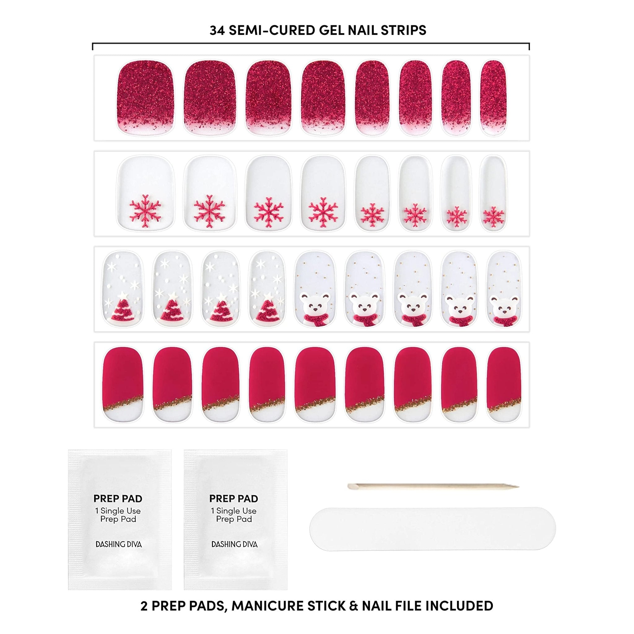 Dashing Diva Glaze Holiday Semicured Gel Nail Strips - Cranberry KringleDashing Diva096100130020Nail CareNail Care