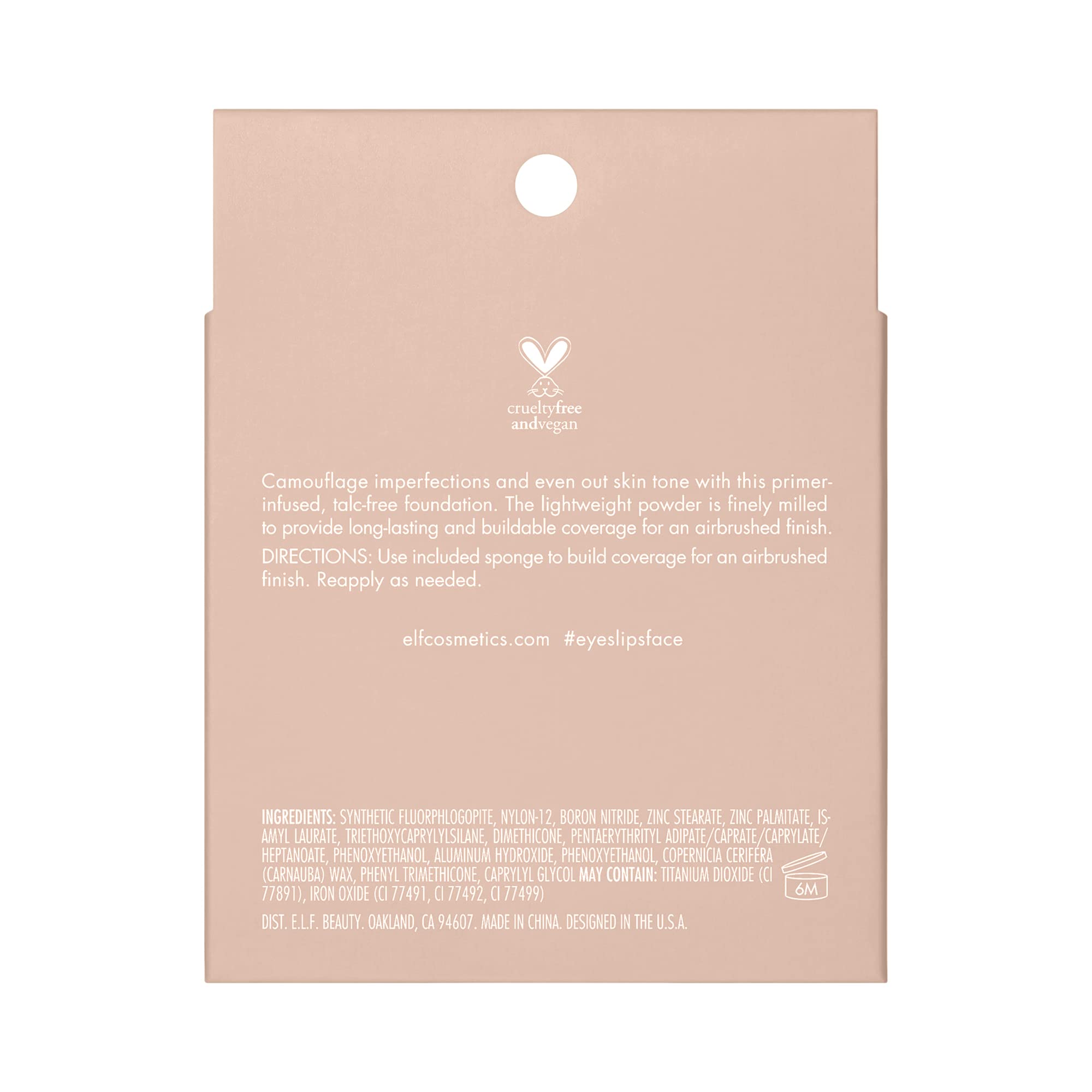 e.l.f. Camo Powder Foundation, Lightweight, Primer - Infused Buildable and Long - Lasting Medium - to - Full Coverage Foundatione.l.f.609332830134FoundationFoundation