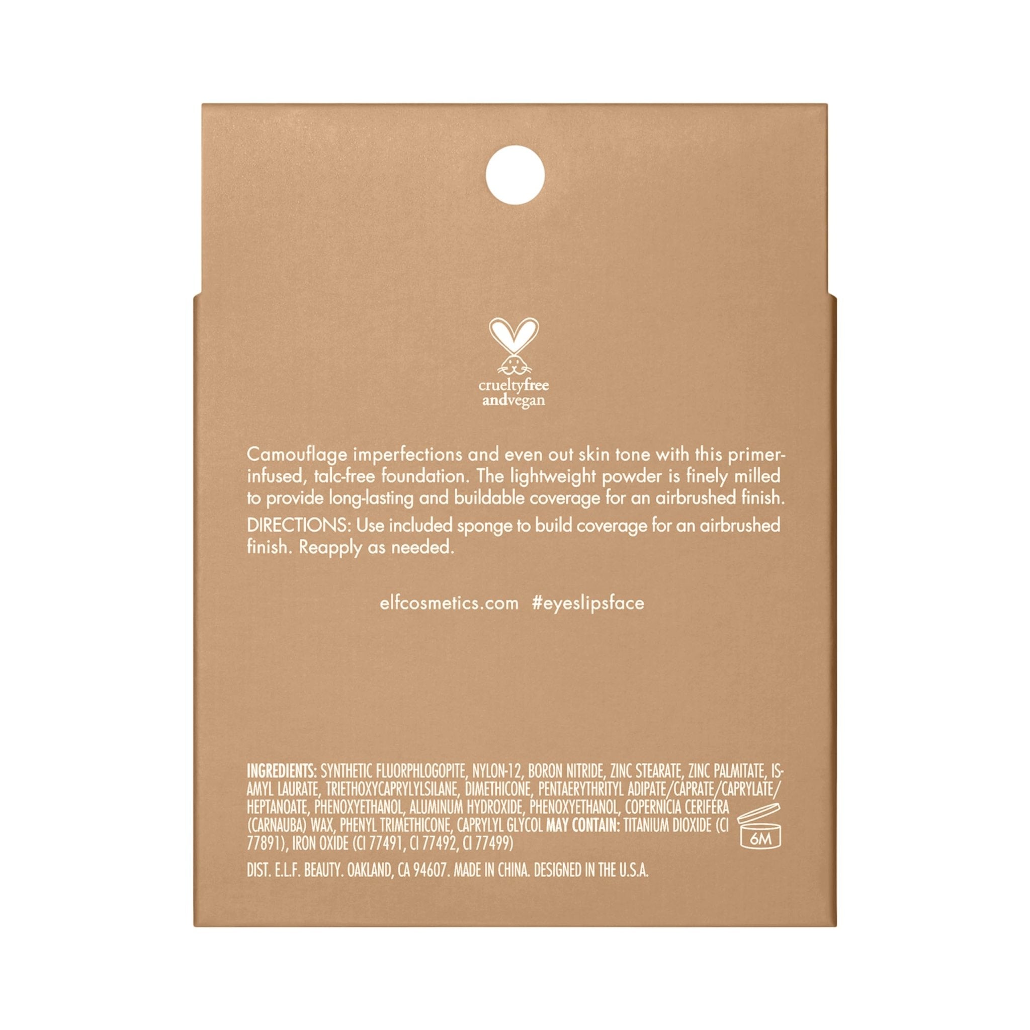 e.l.f. Camo Powder Foundation, Lightweight, Primer - Infused Buildable and Long - Lasting Medium - to - Full Coverage Foundatione.l.f.609332830134FoundationFoundation