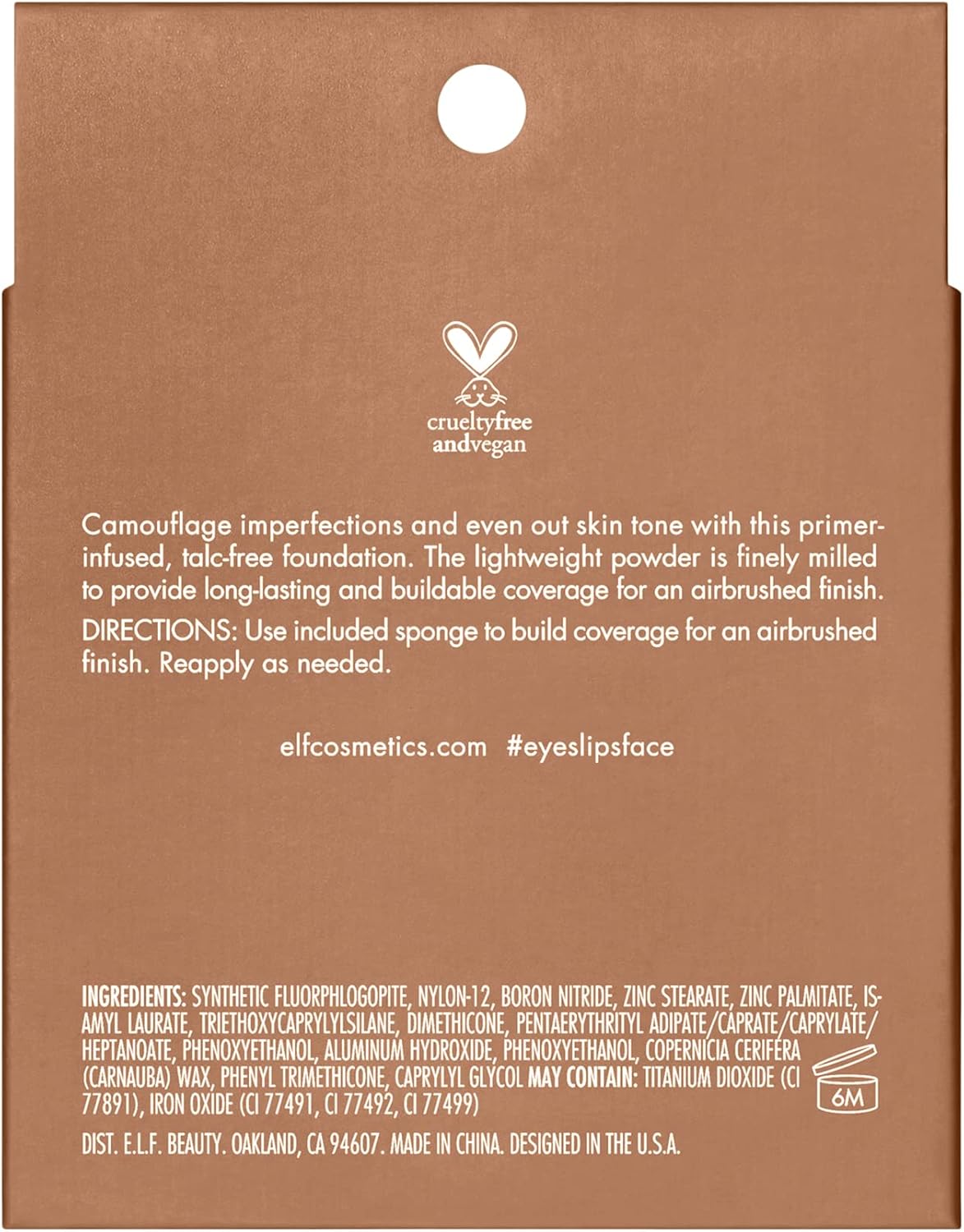 e.l.f. Camo Powder Foundation, Lightweight, Primer - Infused Buildable and Long - Lasting Medium - to - Full Coverage Foundatione.l.f.609332830134FoundationFoundation