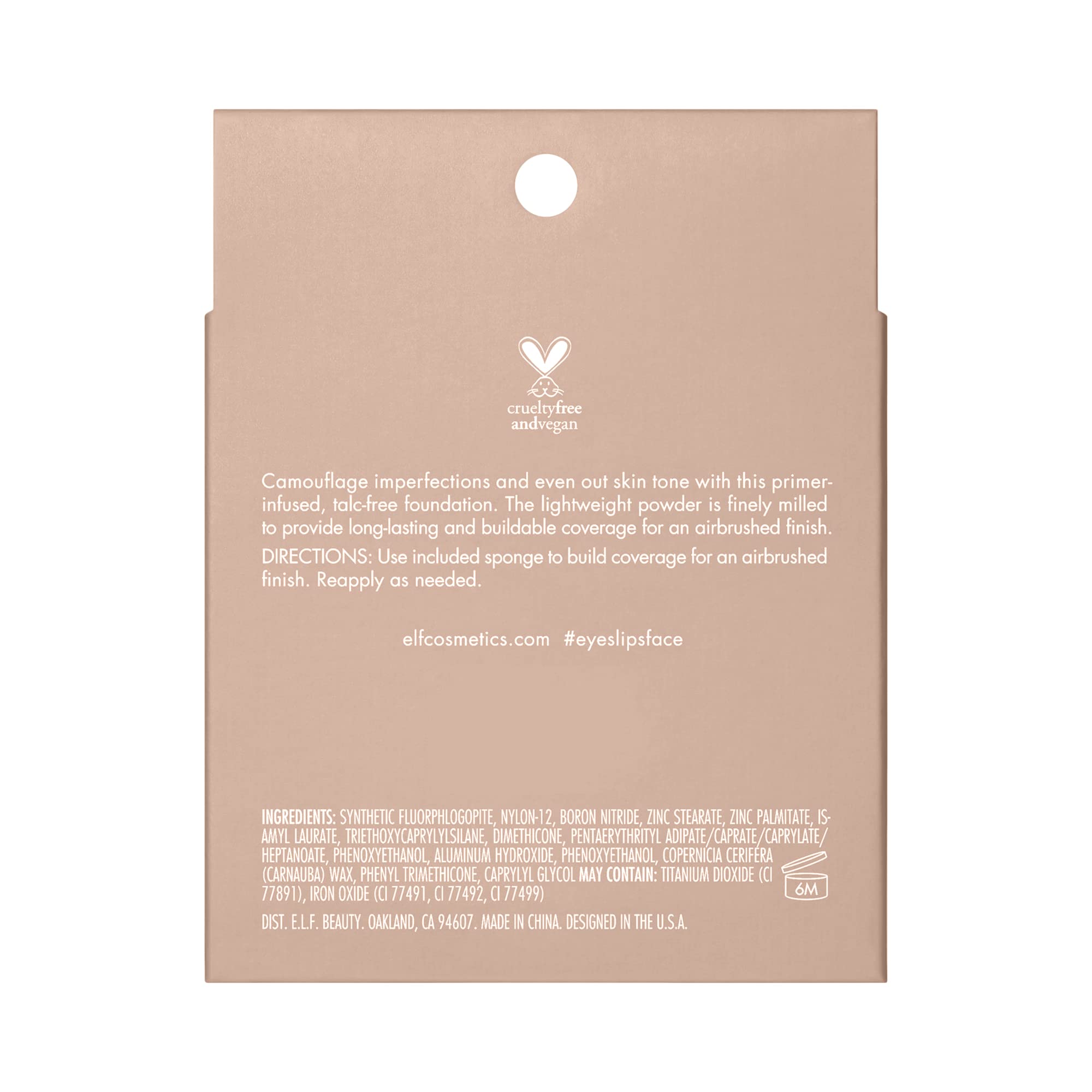 e.l.f. Camo Powder Foundation, Lightweight, Primer - Infused Buildable and Long - Lasting Medium - to - Full Coverage Foundatione.l.f.609332830134FoundationFoundation