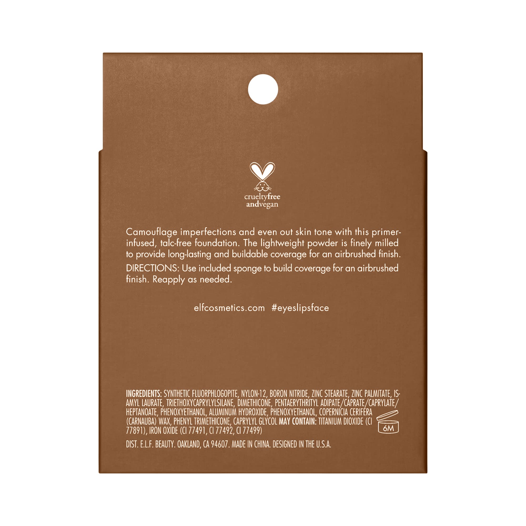 e.l.f. Camo Powder Foundation, Lightweight, Primer - Infused Buildable and Long - Lasting Medium - to - Full Coverage Foundatione.l.f.609332830134FoundationFoundation