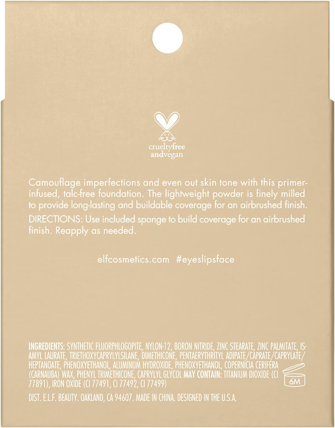 e.l.f. Camo Powder Foundation, Lightweight, Primer - Infused Buildable and Long - Lasting Medium - to - Full Coverage Foundatione.l.f.609332830134FoundationFoundation