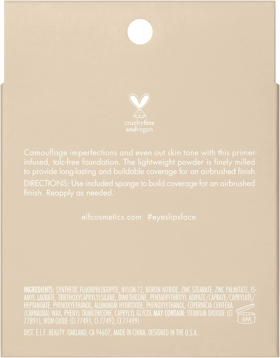 e.l.f. Camo Powder Foundation, Lightweight, Primer - Infused Buildable and Long - Lasting Medium - to - Full Coverage Foundatione.l.f.609332830134FoundationFoundation