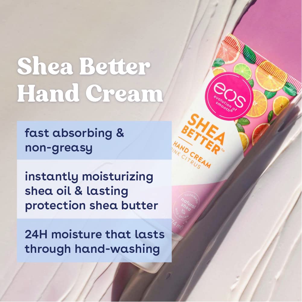 eos Hand Cream - Pink Citrus | Natural Shea Butter Hand Lotion and Skin Care | 24 Hour Hydration with Oil - 74mleos840044700319Hand CreamHand Cream