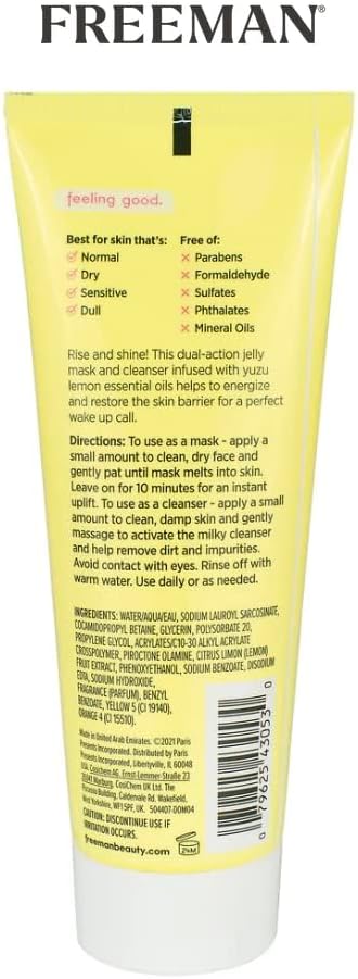 Freeman Yuzu Lemon Energize Jelly Mask for Unisex - 3 ozFreeman079625430530CleanserCleanser