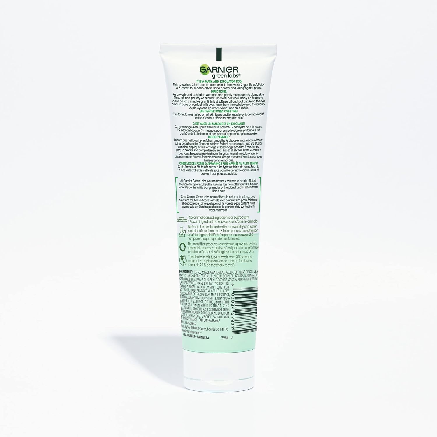 Garnier Green Labs Pore Perfecting 3 - in - 1 Face Wash Exfoliator Mask, Niacina - B with Niacinamide Vitamin B3 - 130 mlGarnier603084578375CleanserCleanser