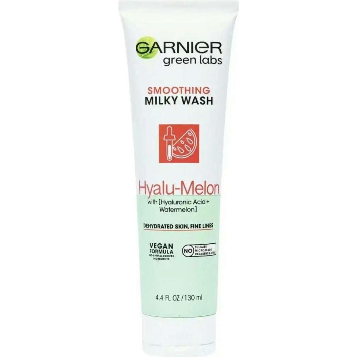 Garnier Green Labs Smoothing Milky Wash, Hyalu - Melon with Hyaluronic Acid + Watermelon for Dehydrated Skin, Fine Lines - 130 mlGarnier603084578726CleanserCleanser
