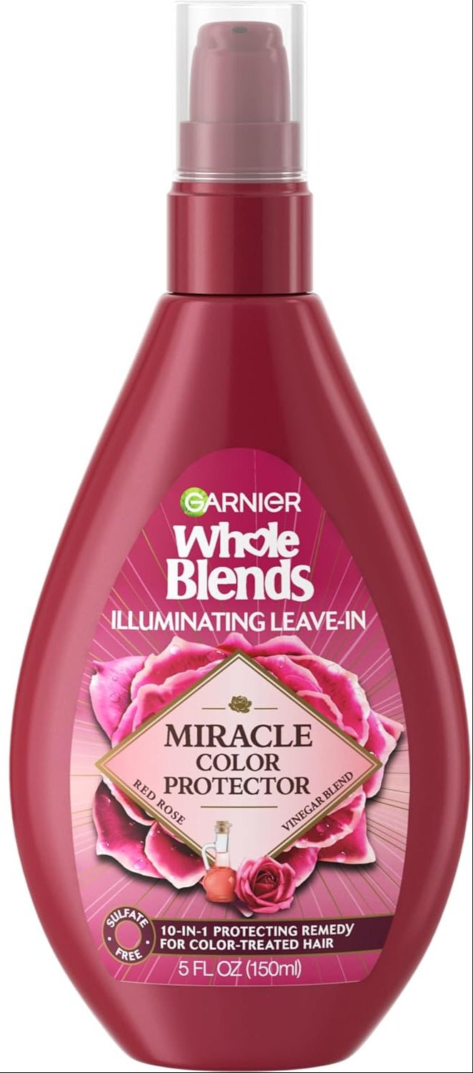 Garnier Whole Blends Illuminating Leave - In, Miracle color protector with Red Rose Extract and Vinegar, Enhances Shine and Preserves Color - Treated Hair - 150 mlGarnier603084076925ConditionerConditioner