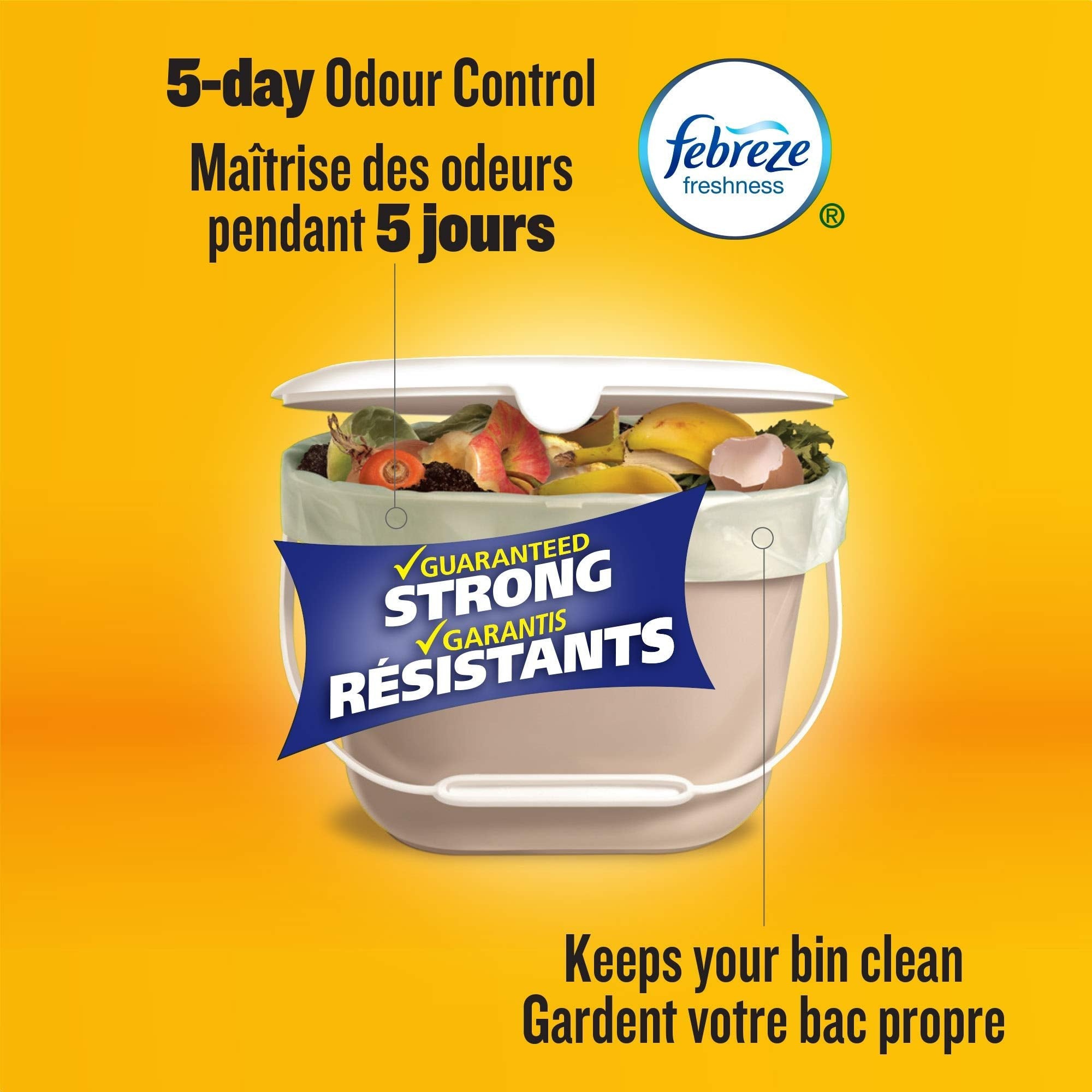 Glad Kitchen Compost trash Bags - Febreze Fresh Lemon, Small 10 L - 20 CountGlad885865741202Garbage BagGarbage Bag