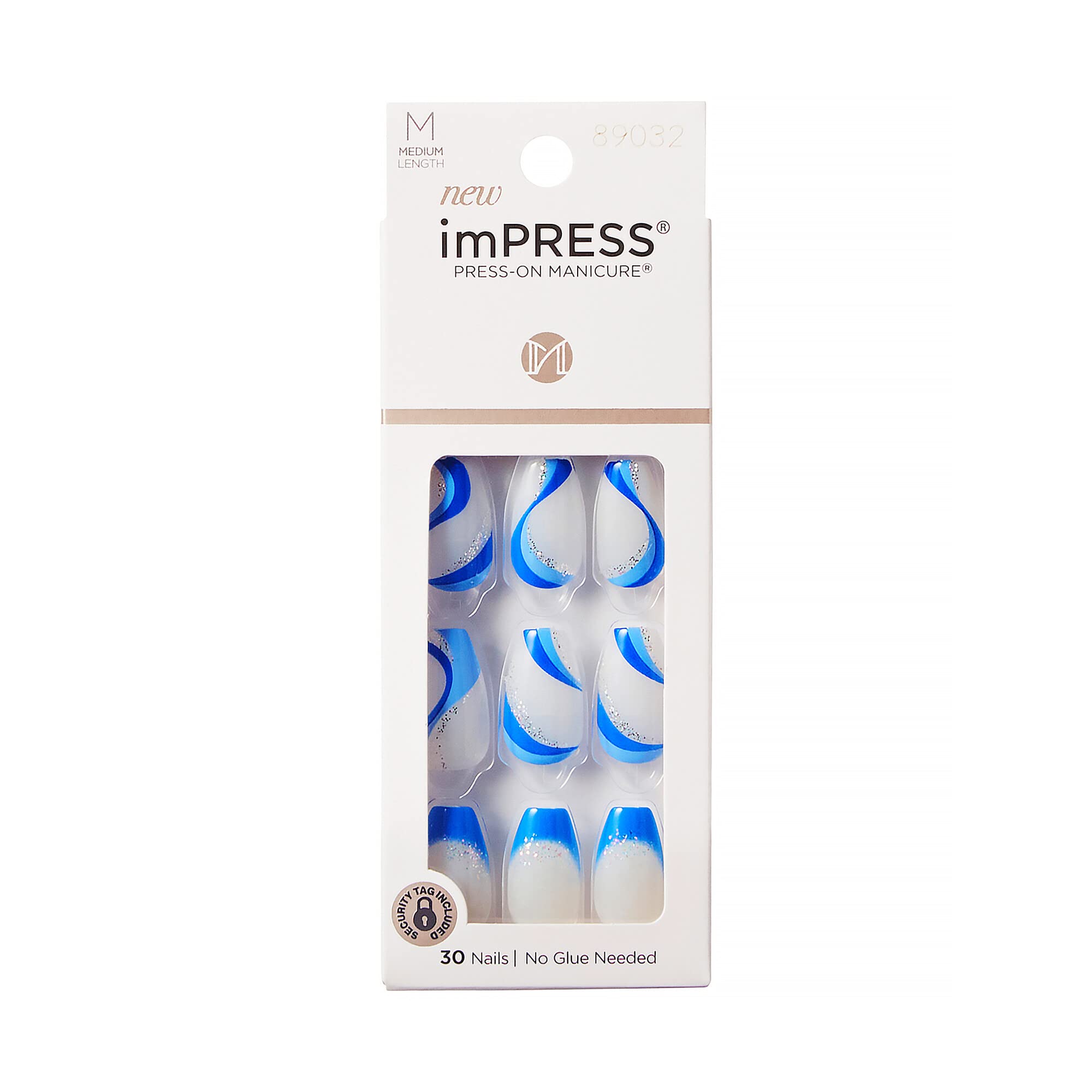 imPRESS KISS Press On ManicureNails, Includes 30 Nails, Prep Pad, Instructions Sheet, 1 Manicure Stick, 1 Mini File - Mesmerize Blue, M - Coffin ShapeimPRESS KISS731509890327Press On NailsPress On Nails