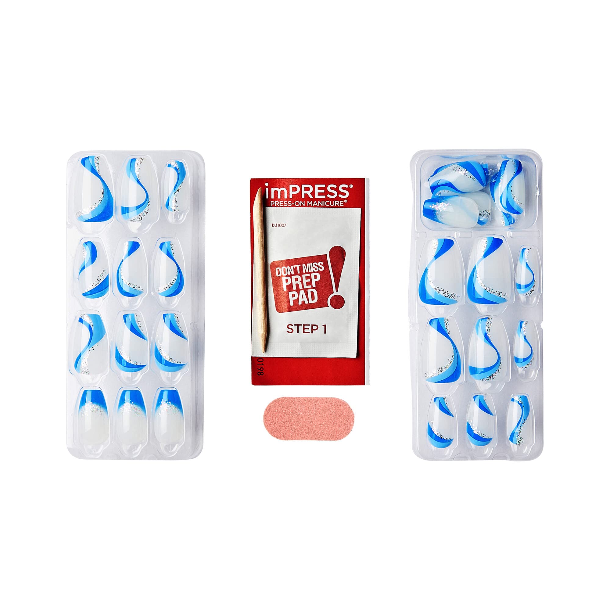 imPRESS KISS Press On ManicureNails, Includes 30 Nails, Prep Pad, Instructions Sheet, 1 Manicure Stick, 1 Mini File - Mesmerize Blue, M - Coffin ShapeimPRESS KISS731509890327Press On NailsPress On Nails