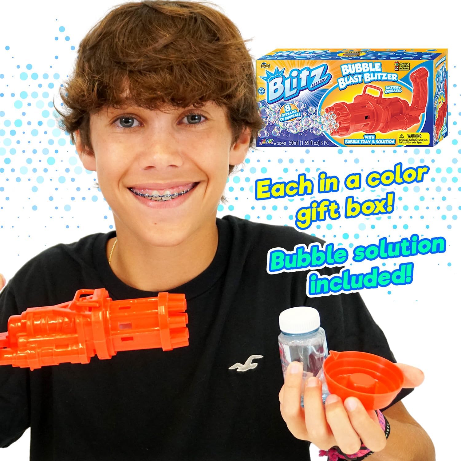 JA - RU Blitz Bubble Blaster Machine Gun with Bubble Tray & Soap Solution. Battery Operated Bubble Machine Blower for Kids Summer Outdoor Activities, Wedding, Birthday Party ToyJA - RUB0C781YXYYBubble MakerBubble Maker