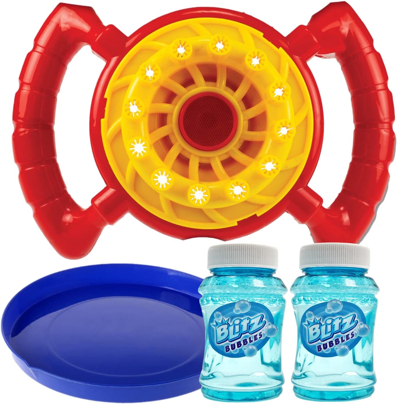 JA - RU Blitz Fan Bubble Wheel Blower with 2 Non Toxic Bubble Soap Solution, Battery Operated Automatic Bubble Maker Machine. Kids Outdoor Handheld Portable ToysJA - RU075656986008Bubble MakerBubble Maker
