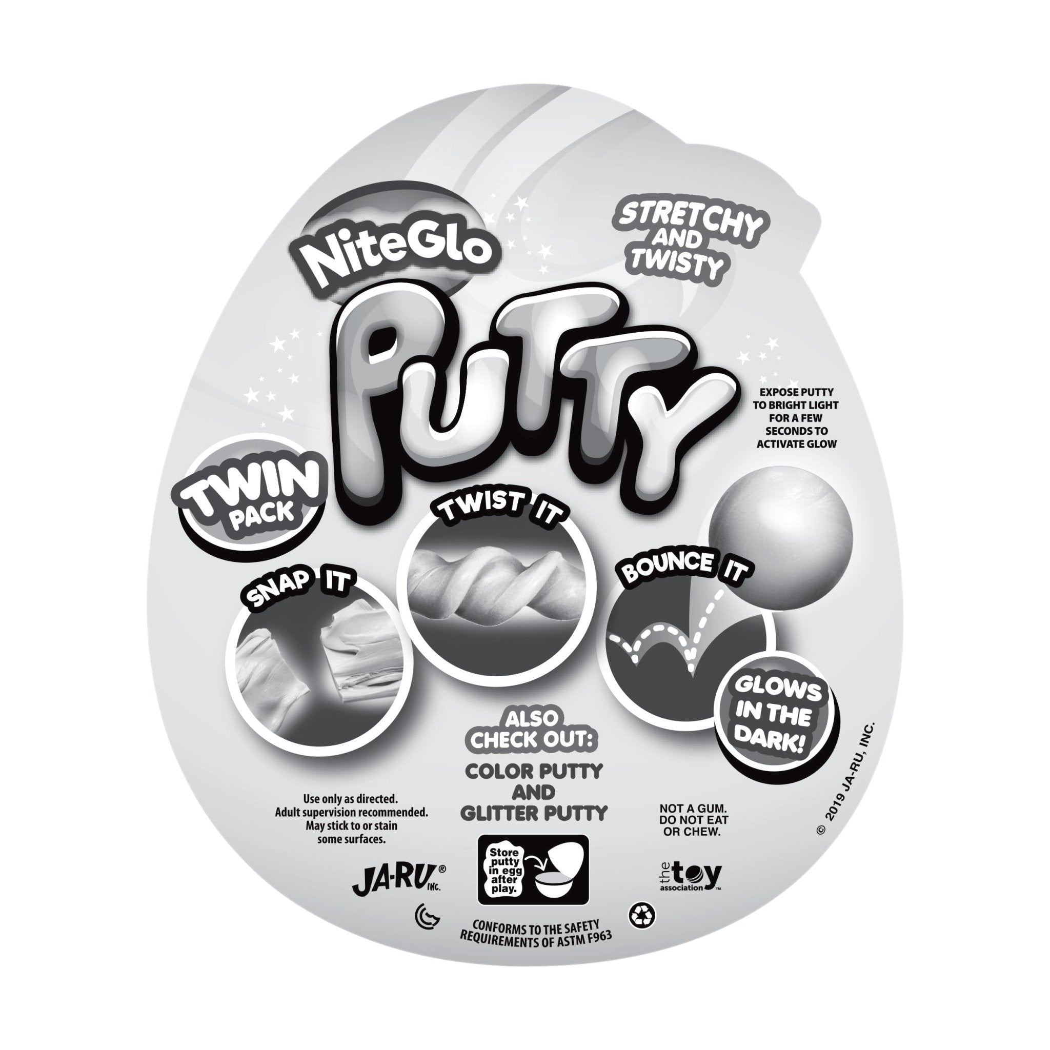 JA - RU Glow in The Dark, Glitter, & Neon Colored Putty Set, Squishy Bouncy Slime for Kids & Adult - 6 Packs of 2JA - RU075656990470Putty ToyPutty Toy