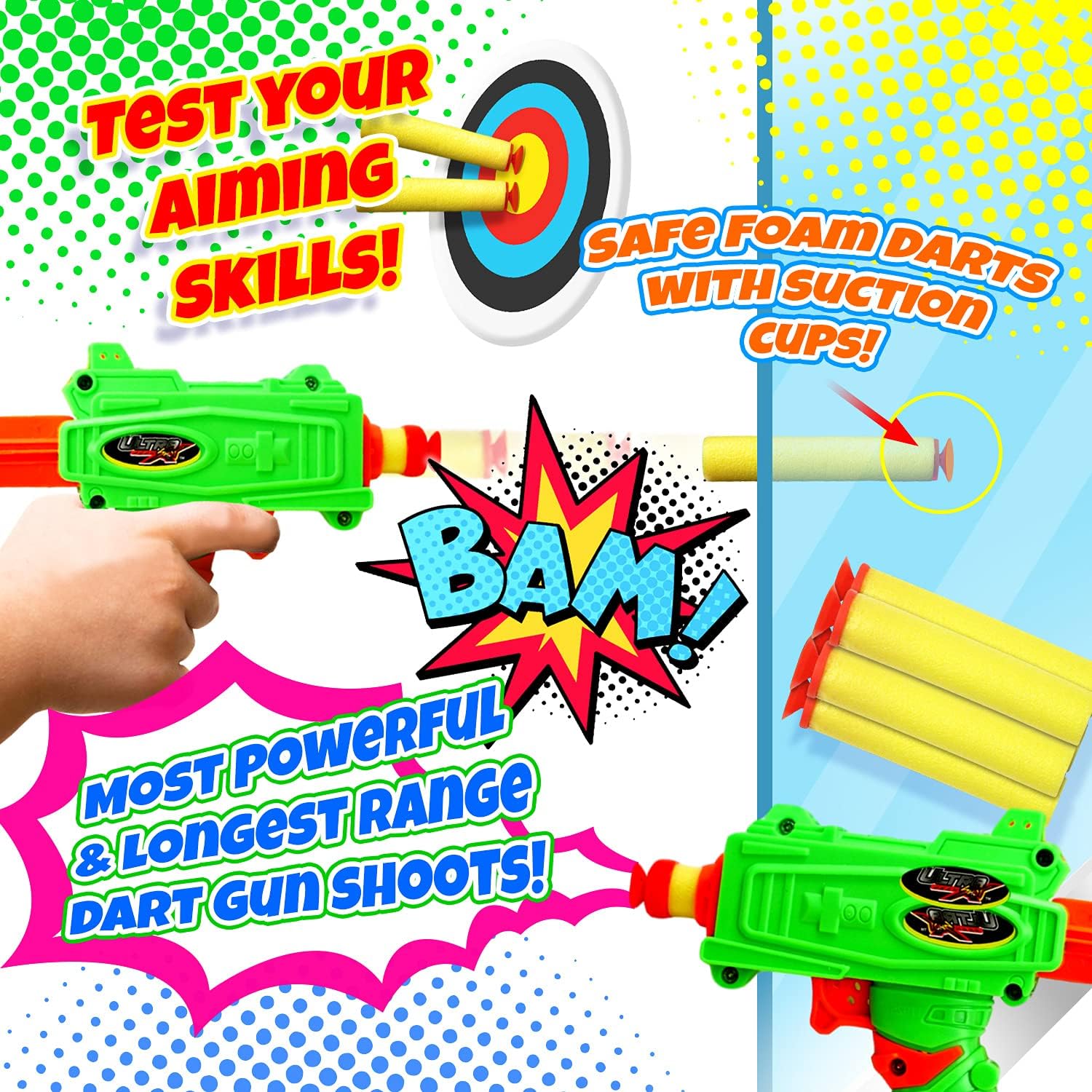 Ja - Ru Zooma Power Shot Mini Pistol Toy Gun, Soft Small Foam Darts, Blaster Gun for Kids, Teen and Adults, Boys and GirlsJA - RU075656980976Toy GunToy Gun