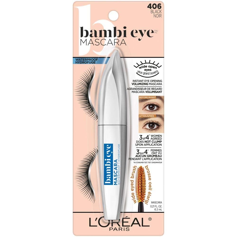 L'Oreal Paris Bambi Eye Mascara, Lasting Volume, No Clumping or Smudging, Waterproof - Black, 0.21 fl. oz.L’Oréal Paris071249404362MascaraMascara