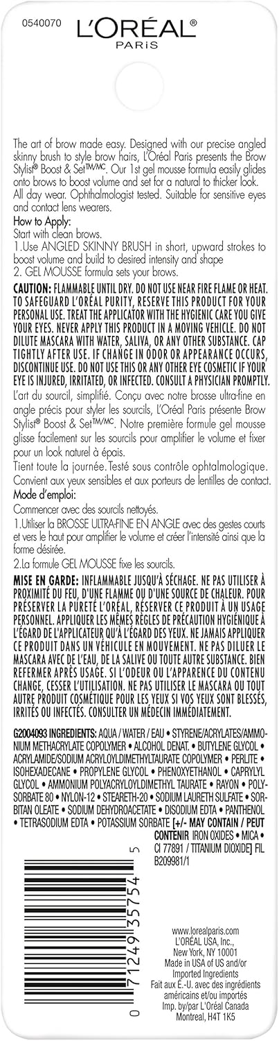 L’Oréal Paris Brow Stylist Boost & Set Volumizing Brow Mascara - 3.2 mlL’Oréal Paris071249357545MascaraMascara