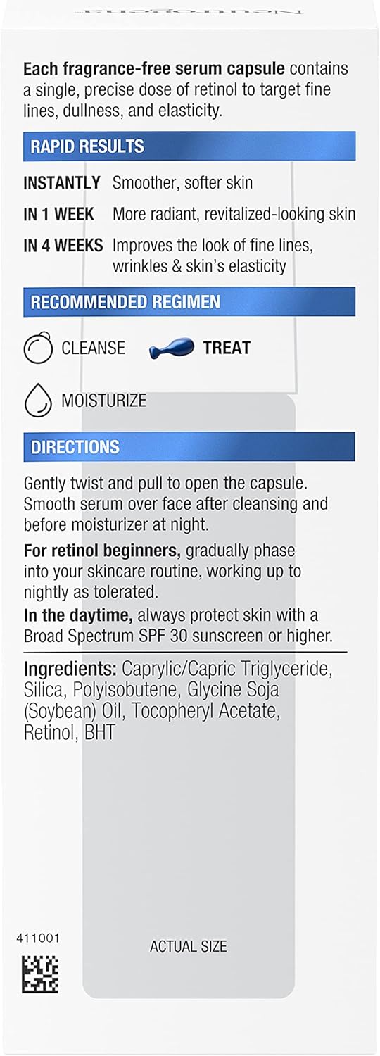 Neutrogena Rapid Wrinkle Repair Retinol Face Serum Capsules, Fragrance - Free Daily Facial Serum with Retinol that fights Fine Lines, Wrinkles, Dullness, Alcohol - Free & Non - Greasy, 30 ctNeutrogena070501194195Face SerumFace Serum