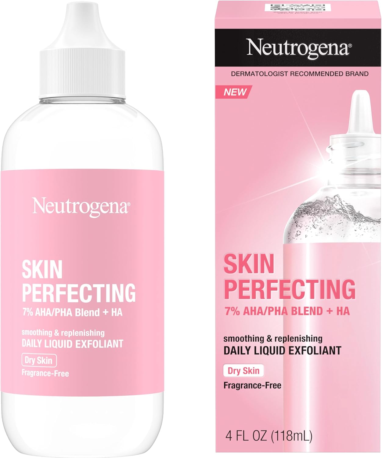 Neutrogena Skin Perfecting Daily Liquid Facial Exfoliant with 7% AHA/PHA Blend + HA to Smooth, Exfoliate & Replenish Dry Skin, Leave - On Face Exfoliator, Oil - & Fragrance - Free - 118 mlNeutrogena070501102169Face ExfoliatorsFace Exfoliators
