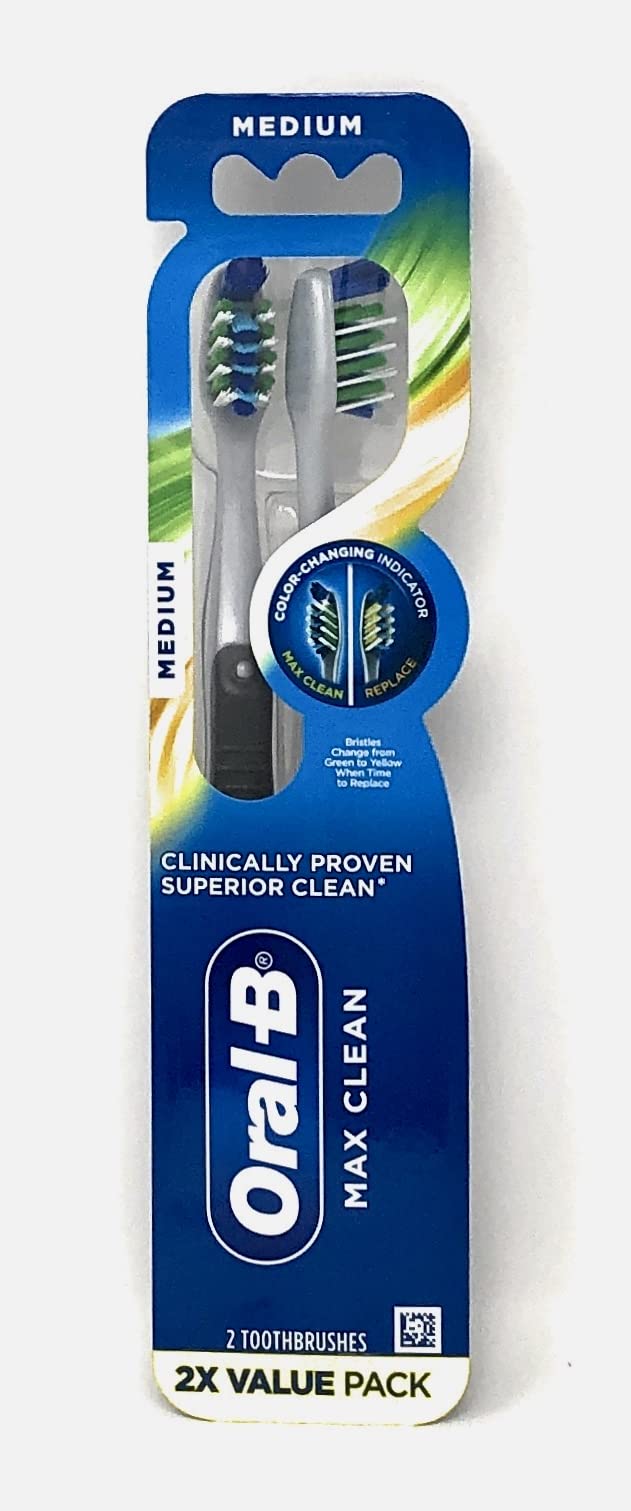 Oral - B Max Clean Color Changing Indicator Manual Toothbrush, Medium, 2 CountOral - B300410108434ToothbrushesToothbrushes