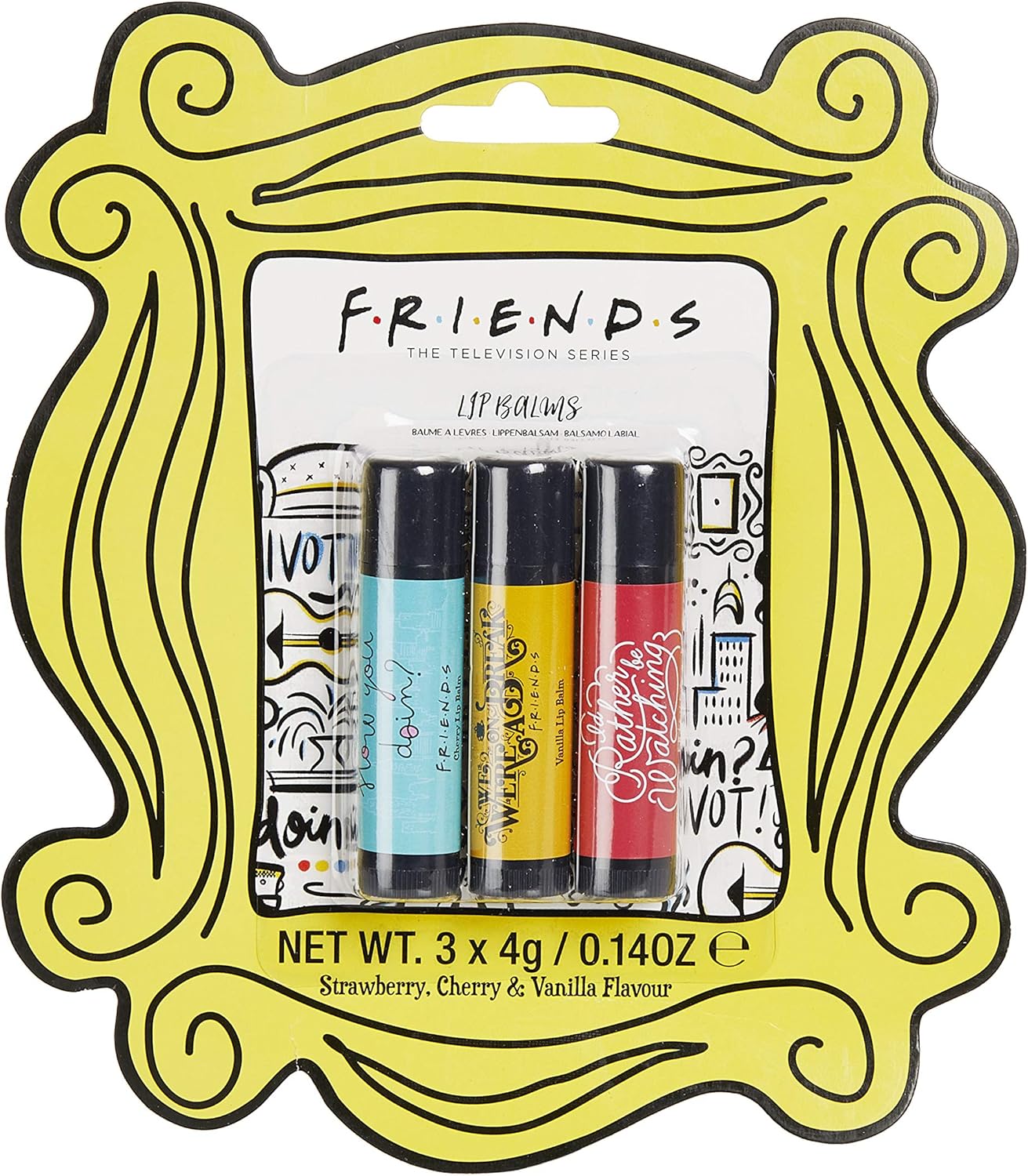 Paladone Friends Lip Balm Trio - Set of Three Flavoured Lip Balms, Strawberry, Vanilla, CherryPaladone5055964752439Lip BalmLip Balm