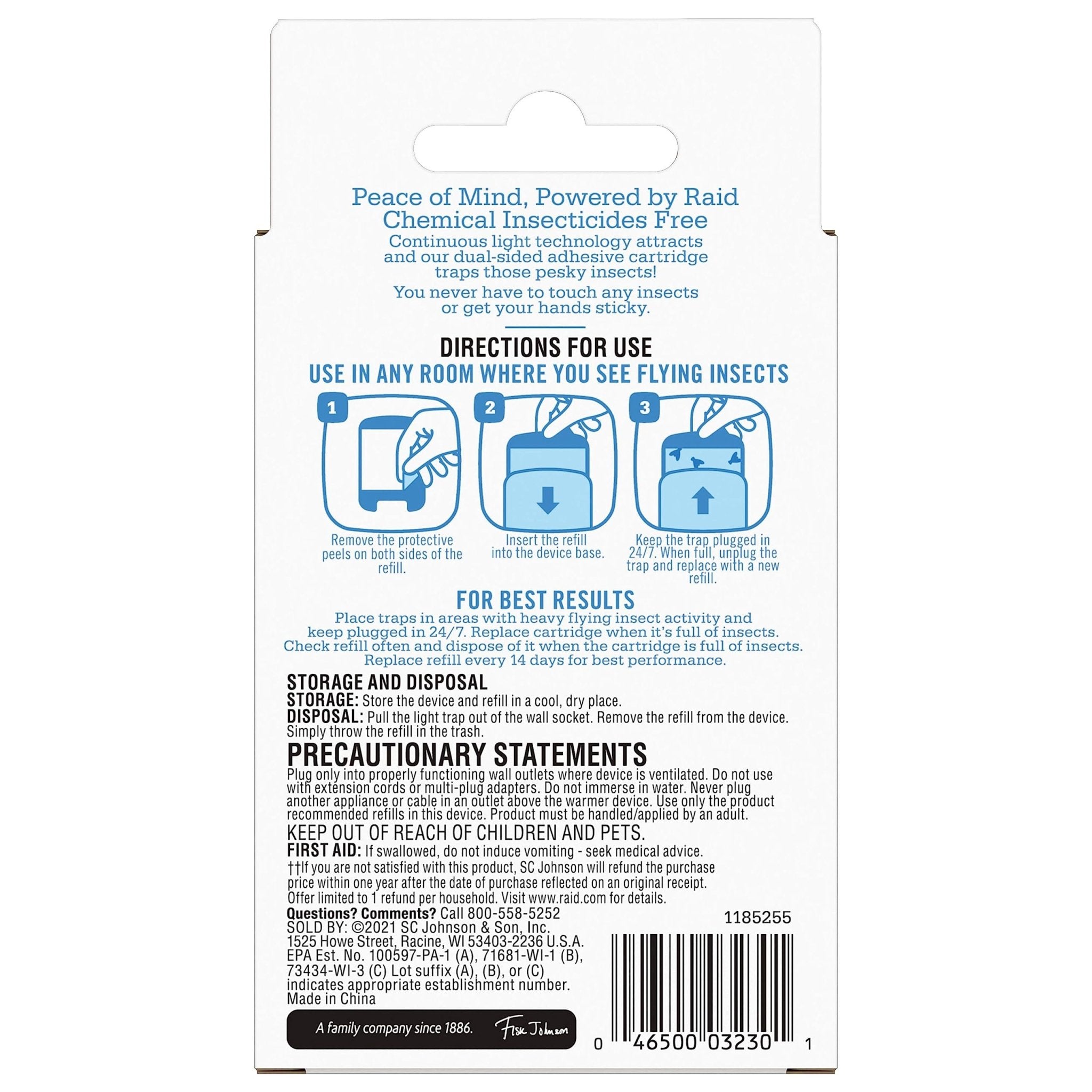 Raid Essentials Flying Insect Light Trap Refills, 2 Light Trap Refill CartridgesRaid046500032301Flying Insect Light TrapFlying Insect Light Trap