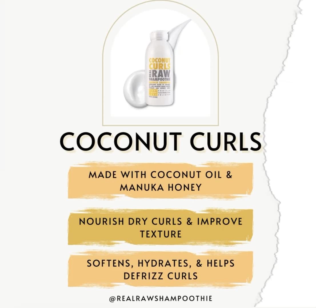 Real Raw Coconut Curls Quench Shampoo - Hydrate, Enhance, Define Curls - Defrizz and Detangle - 355 mlReal Raw854554006052ShampooShampoo