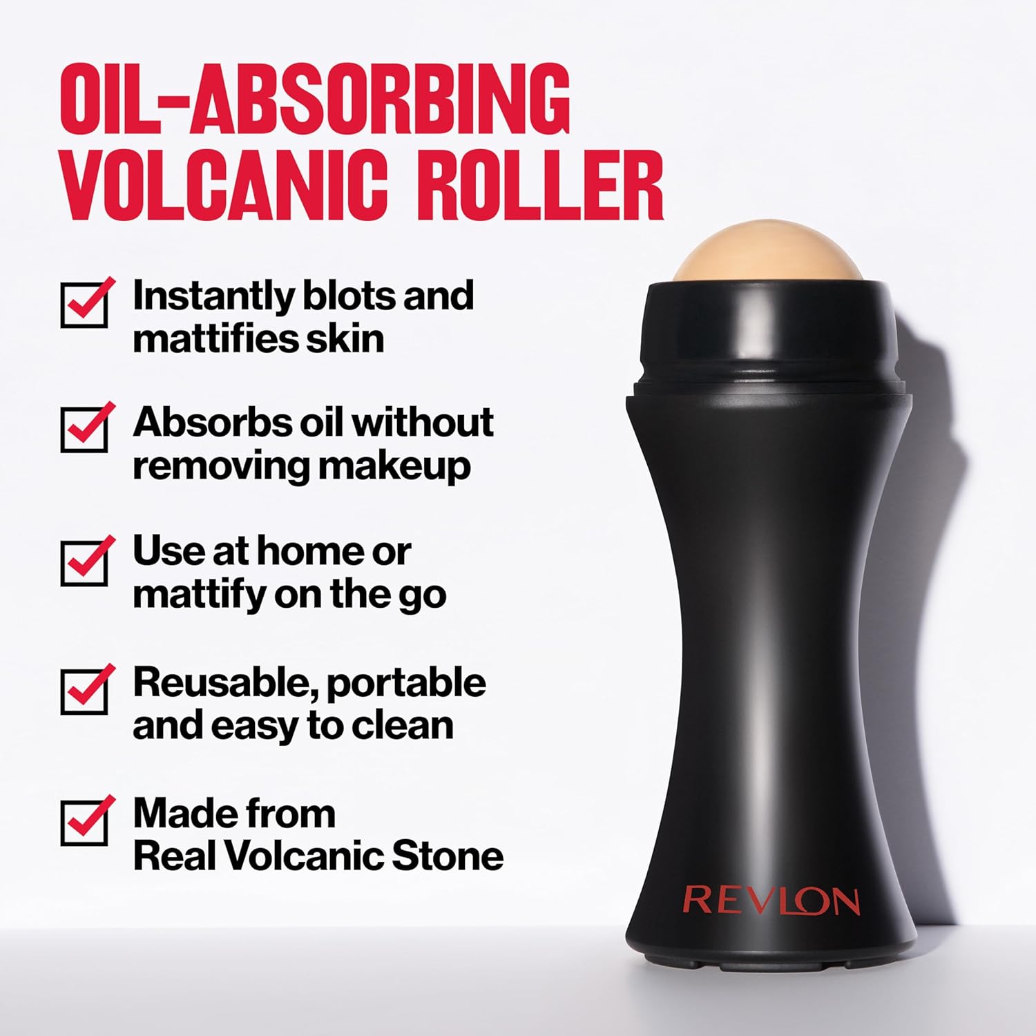 Revlon Oil Absorbing Volcanic Stone on the go Face Roller, Oily Skin Control For Face Makeup, Volcanic Reusable Facial Skincare ToolRevlon309970075583Face RollerFace Roller