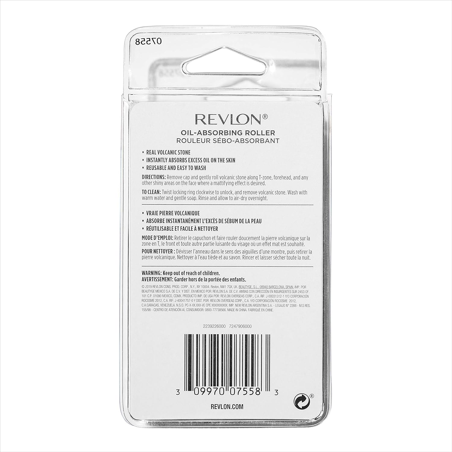 Revlon Oil Absorbing Volcanic Stone on the go Face Roller, Oily Skin Control For Face Makeup, Volcanic Reusable Facial Skincare ToolRevlon309970075583Face RollerFace Roller