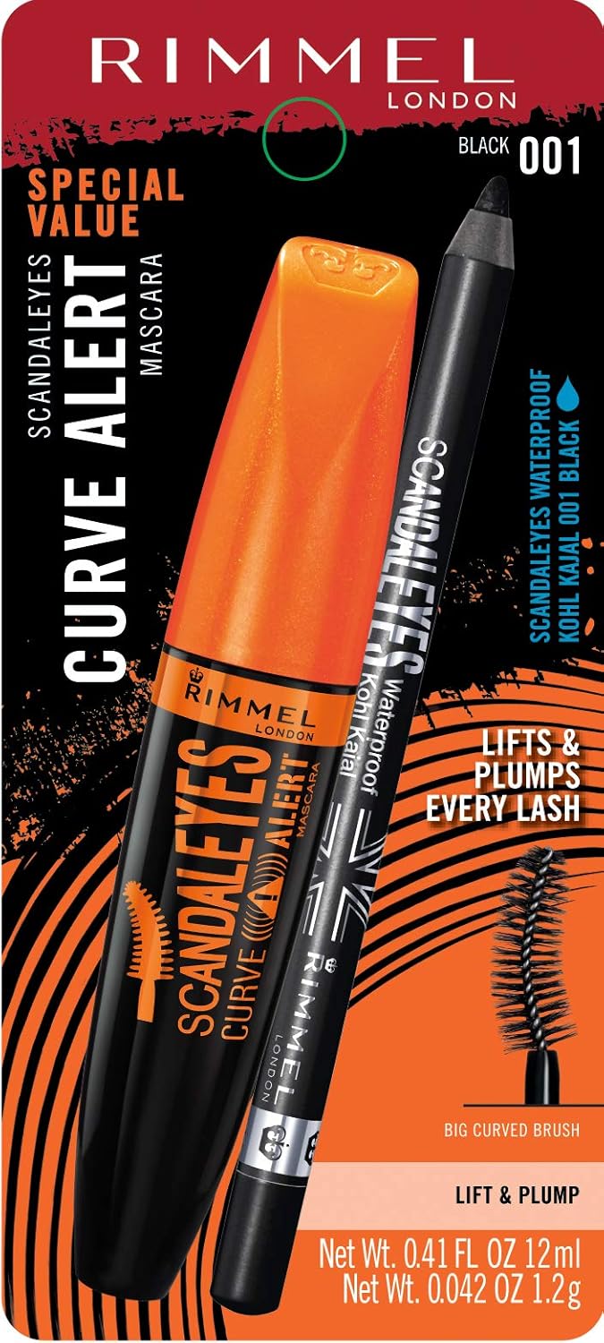 Rimmel ScandalEyes Curve Alert Mascara with ScandalEyes Waterproof Kohl Kajal Liner Combo - BlackRimmel3614220123431MascaraMascara