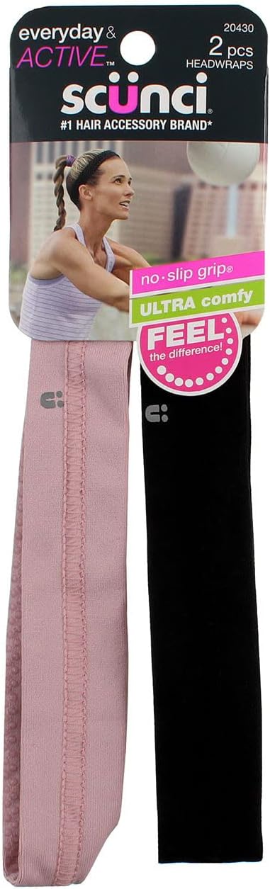 Scunci Everyday and Active No - Slip Grip Ultra Comfy Headwraps, 2 CountScunci043194204304HeadbandsHeadbands