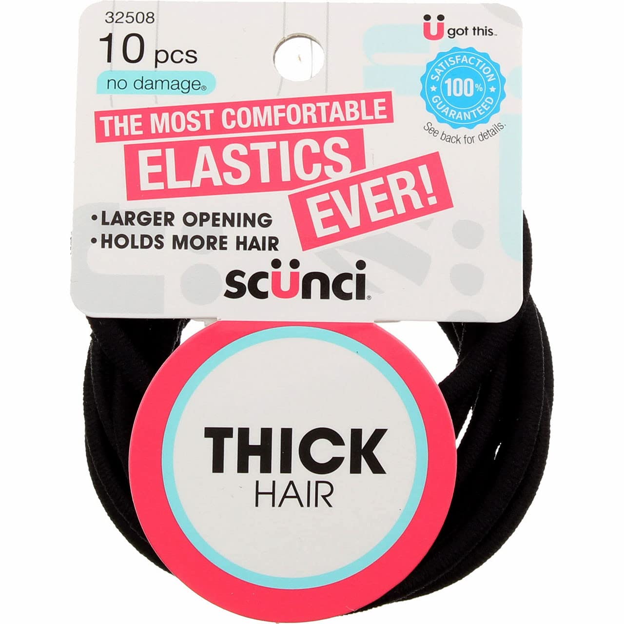 Scunci Extra Thick Hair Elastics, No Damage® - Black, 10 pcsScunci043194325085Hair TieHair Tie