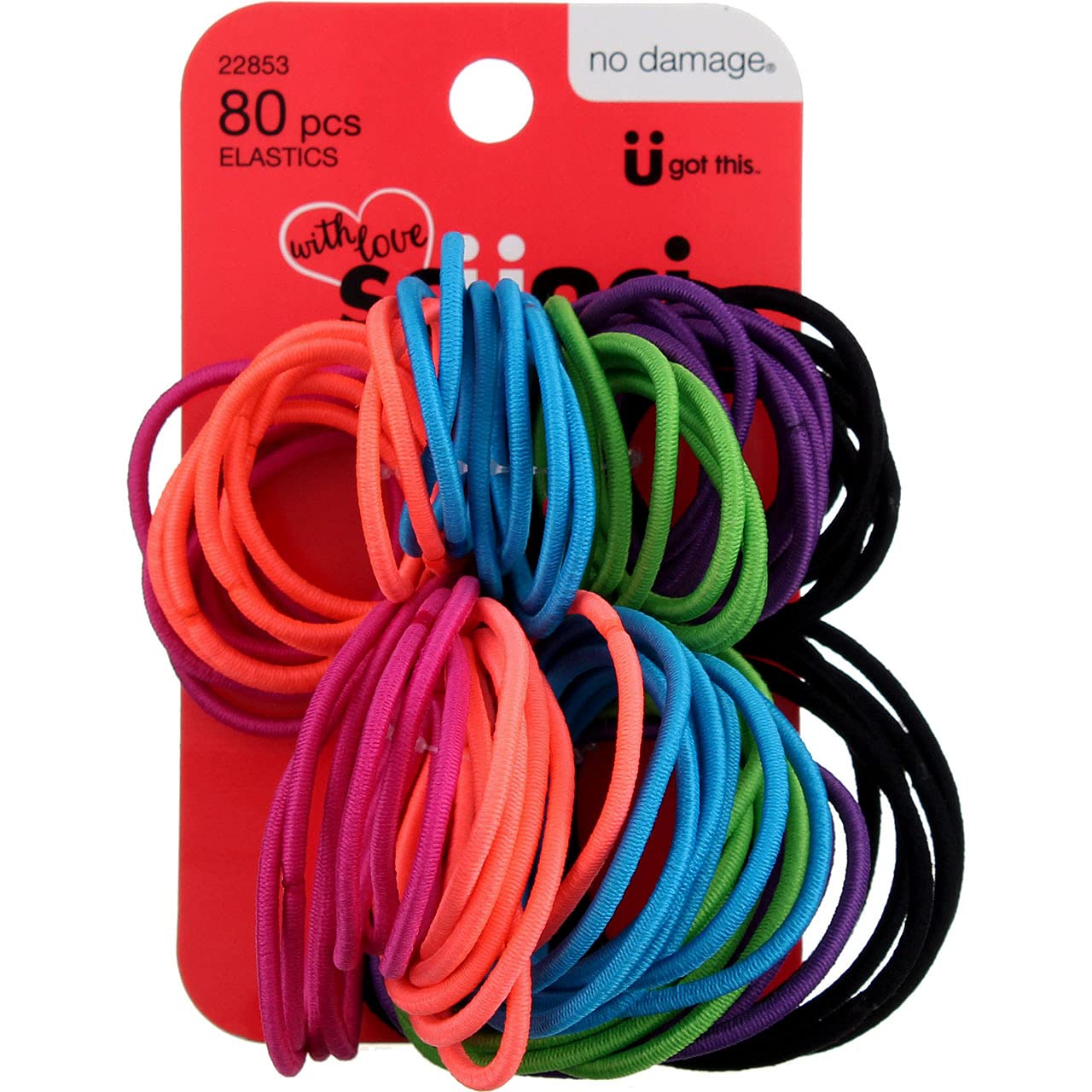 Scunci No Damage Elastic Ponytail Hair Tie - 80 pcs, MulticolorScunci043194228539Hair TieHair Tie