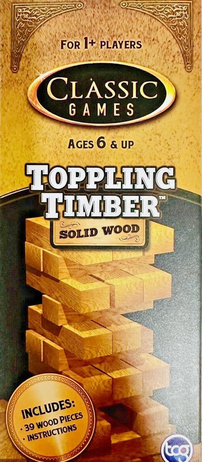TCG Classic Games Toppling Timber Solid Wooden Blocks Tower Gaming With 39 Wood Blocks For KidsTCG686141108142Stacking & Balancing GamesStacking & Balancing Games