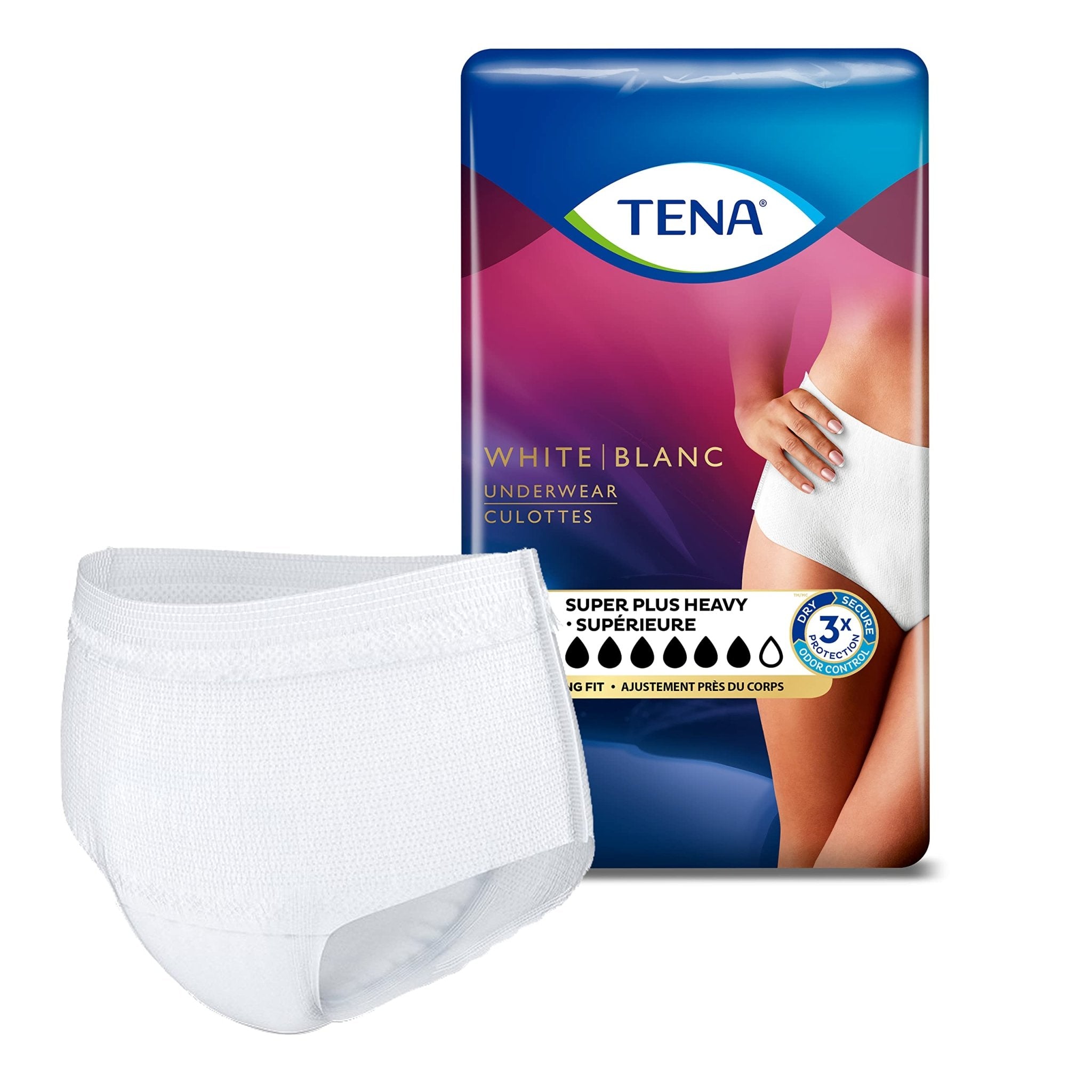 TENA Stylish White Incontinence Underwear for Women - Super Plus Heavy, Large, 16 CountTENA768702549004Incontinence UnderwearIncontinence Underwear