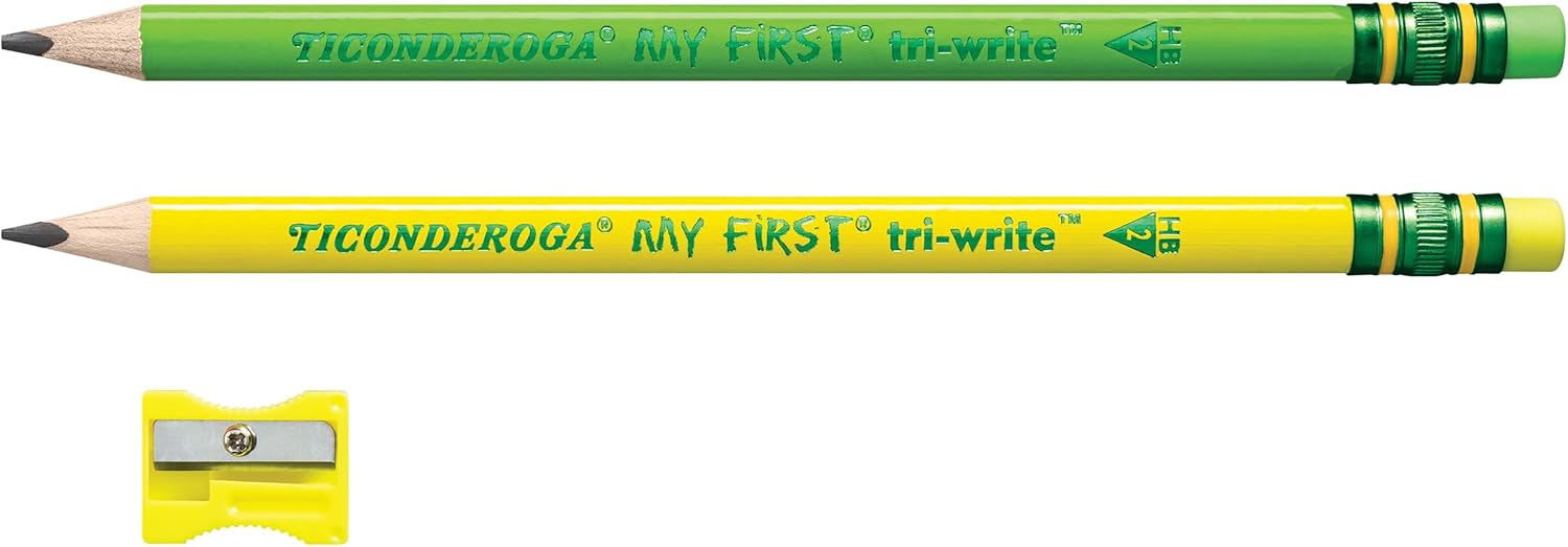 Ticonderoga My First Neon Sharpened 2HB Pencil Includes Sharpner - Triangular, 2 CtTICONDEROGA072067130020Wooden PencilsWooden Pencils