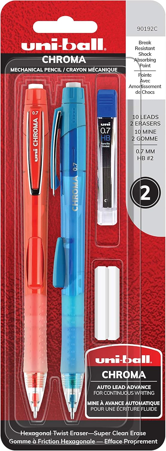 Uniball CHROMA Mechanical Pencil Starter Kit, 0.7mm, HB 2 - 2 CountUni - ball030246901922Mechanical PencilsMechanical Pencils