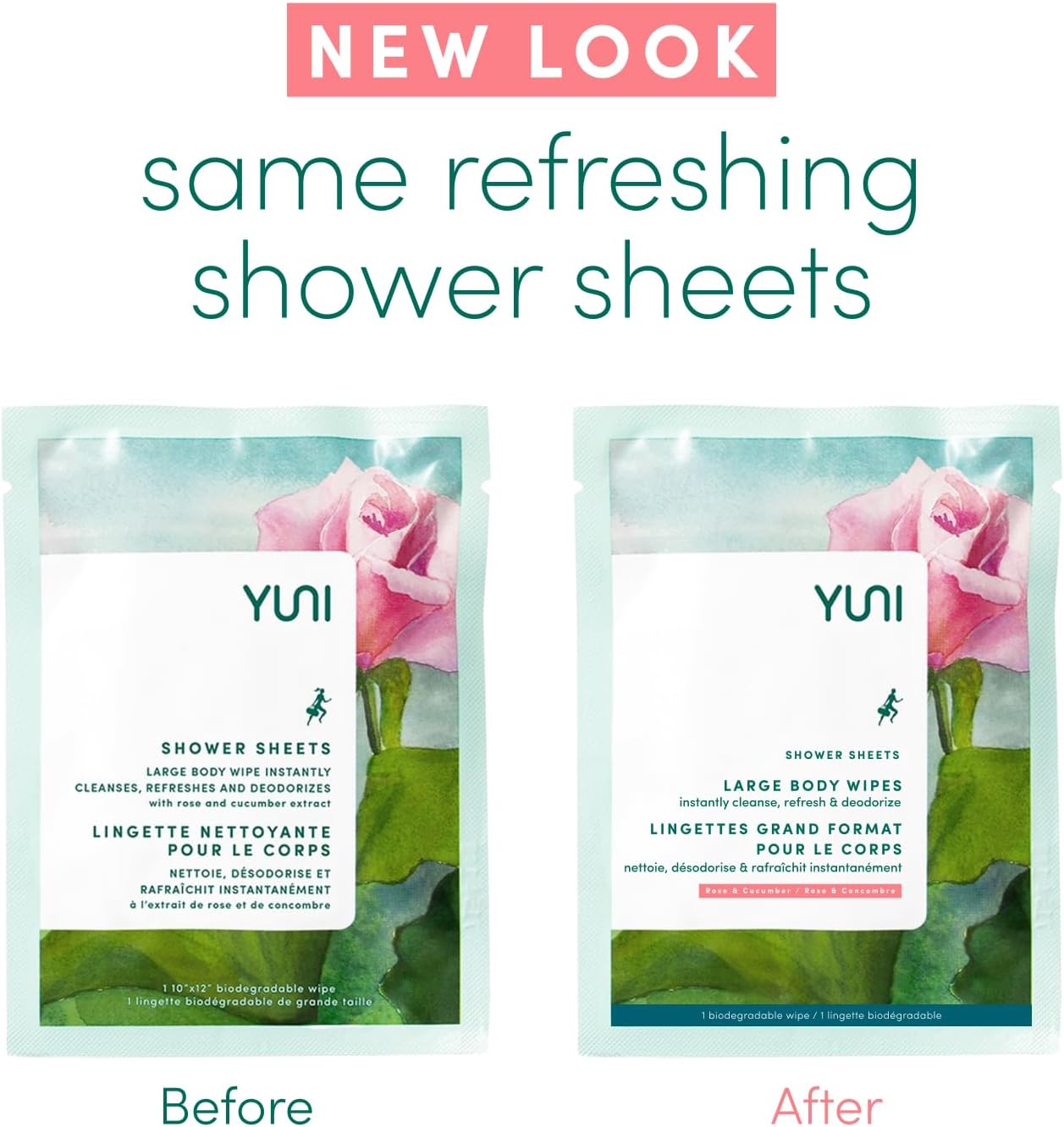 YUNI Shower Sheets Large Body Wipes, Soft Moist Showerless Wipes, Instantly Cleanse, Refresh and Deodorize - 12 SheetsYUNI856349007534Moist WipesMoist Wipes