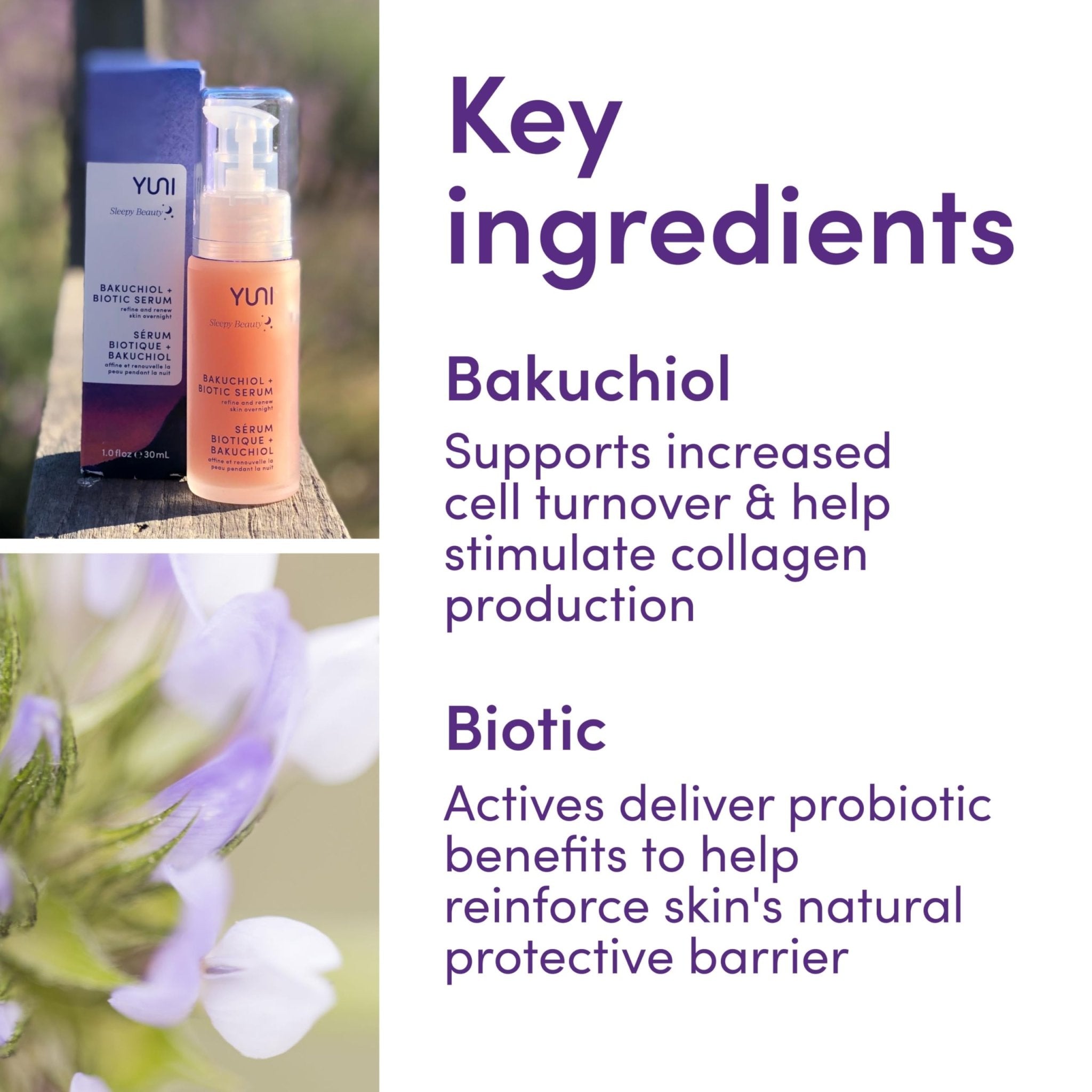 YUNI Sleepy Beauty Bakuchiol and Biotic Serum, Refine and Renew Skin Overnight - 30 mlYUNI856349007589Face SerumFace Serum