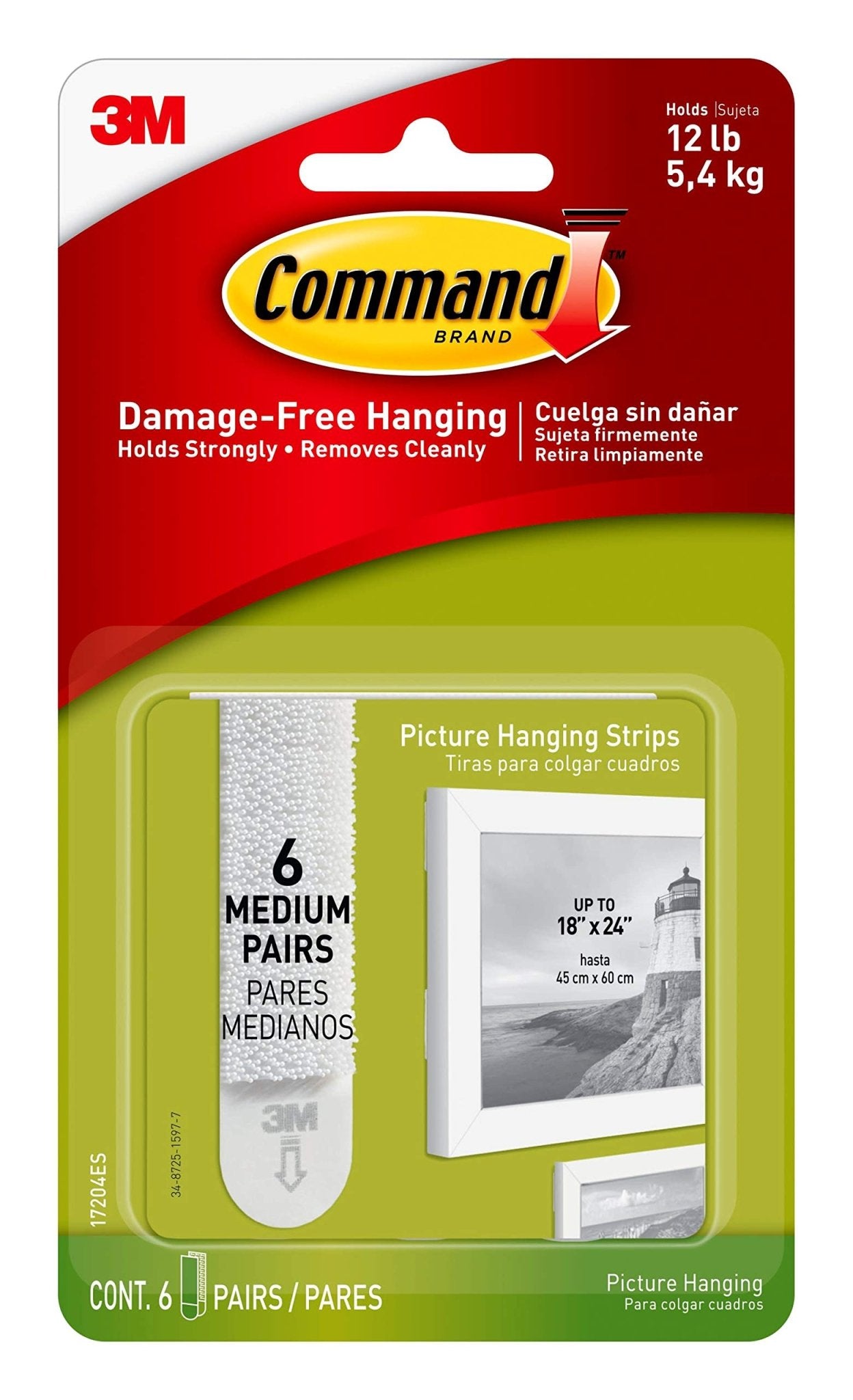 3M Command Picture 6 Pairs Hanging Strip - Medium - White3M CommandB000M3YGOQPicture Hanging StripsPicture Hanging Strips