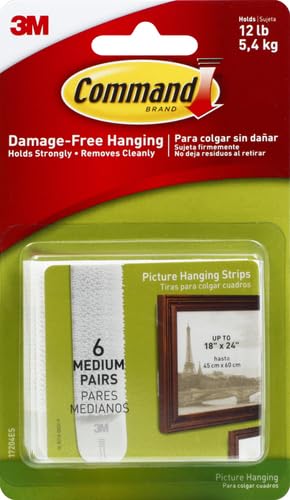 3M Command Picture 6 Pairs Hanging Strip - Medium - White3M CommandB000M3YGOQPicture Hanging StripsPicture Hanging Strips